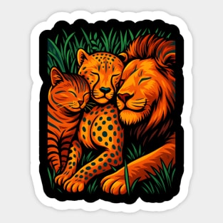 Big Cat Family Love Cat, Cheetah & Lion Art Sticker